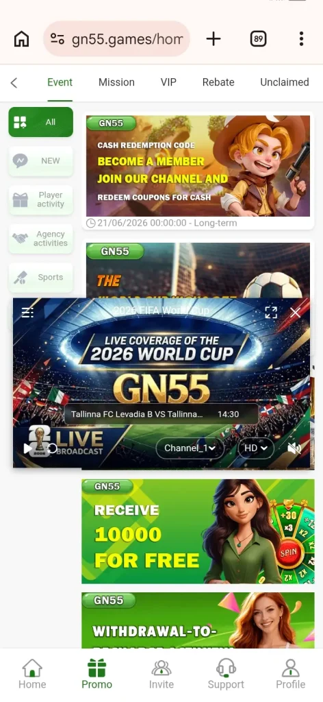GN55 Game VIP Bonus Platform.